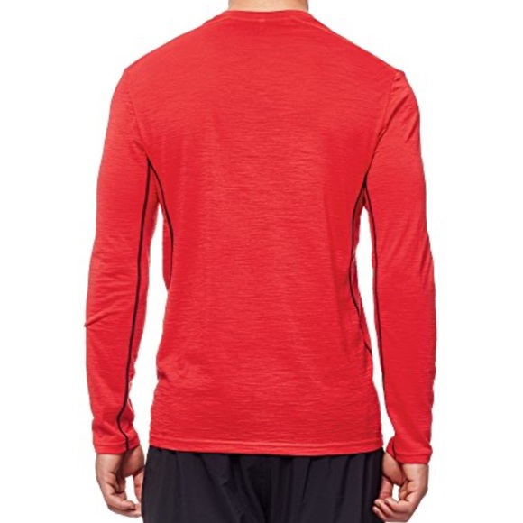 Icebreaker Aero Long Sleeve Crewe Merino Base Layer Top Shirt Red Men’s - Picture 2 of 8